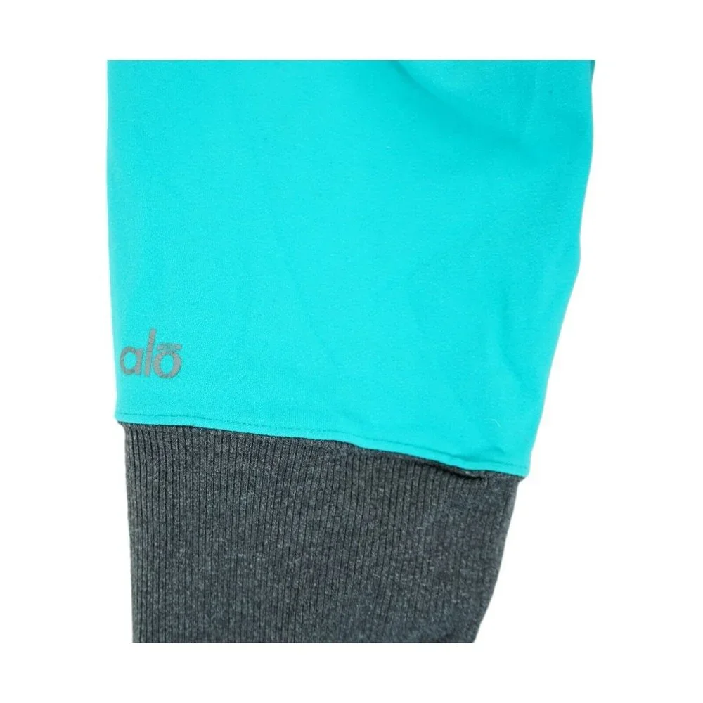 ALO Yoga Women‎ Legging Sz XS Goddess Ribbed Ruched Teal Gray